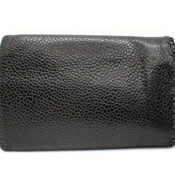 CHANEL CAVIAR SKIN CC LOGO KEY CASE HOLDER WALLET BLACK - Picture 2 of 11